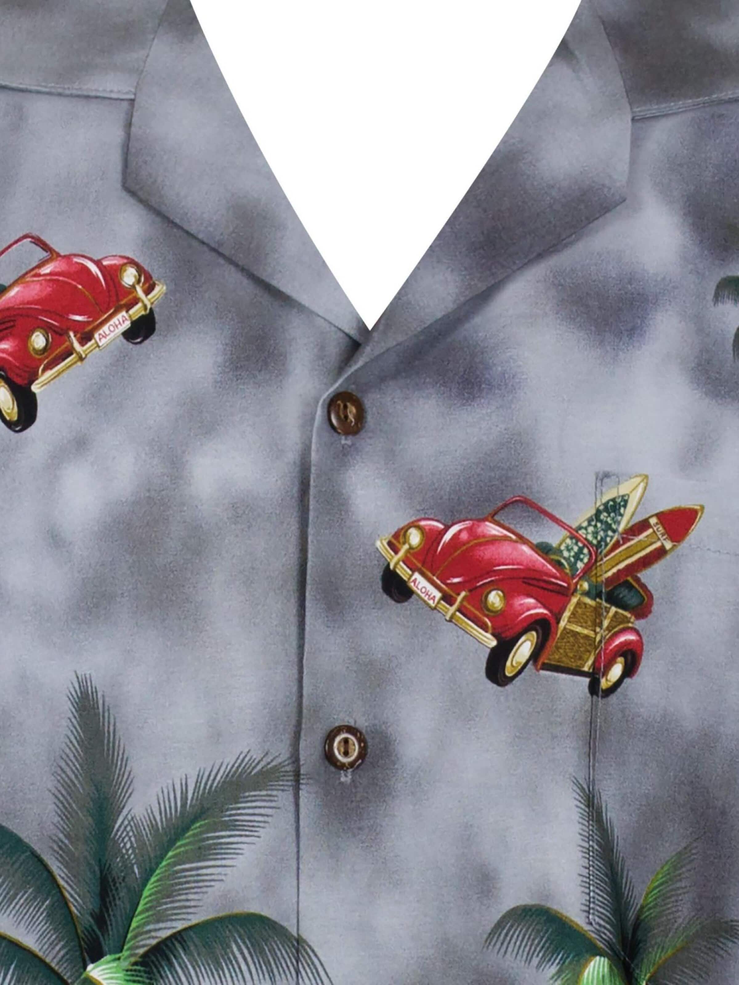 KY's Regular fit Button Up Shirt 'Fliegende Autos' in Grey