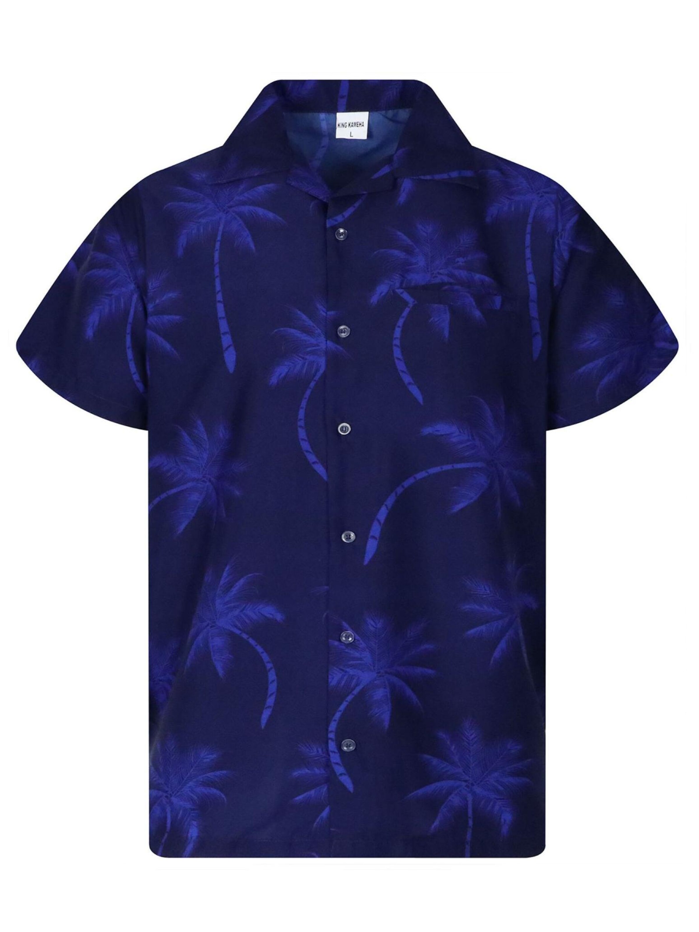 King Kameha Shirt 'Palmshadow' in Blue: front