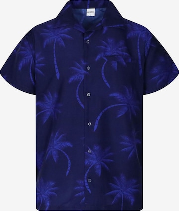 King Kameha Shirt 'Palmshadow' in Blau: Vorderseite