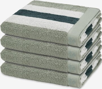 ROSS Handtuch 'Doubleface Stripes' in Grün: Vorderseite