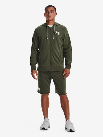 UNDER ARMOUR Athletic Zip-Up Hoodie 'Rival Terry' in Green