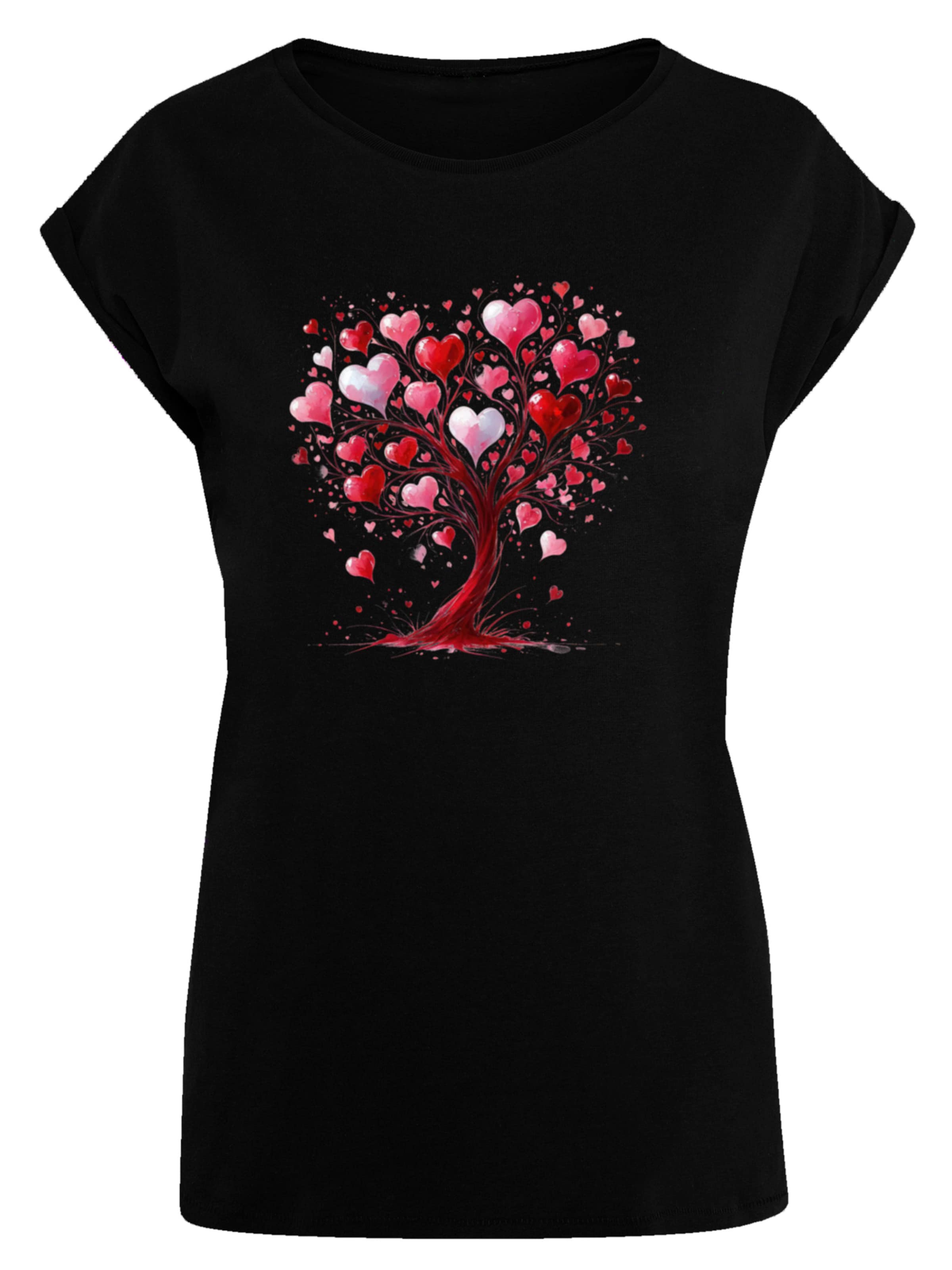 T-shirt 'Herz Baum Aquarell Druck' F4NT4STIC en noir : devant