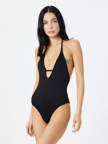 ETAMTrokutasti Jednodijelni kupaći kostim 'FIRSTY' - crna boja: prednji dio