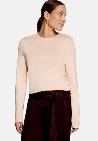 zero Feinstrickpullover mit Stehkragen in Beige: Vorderseite