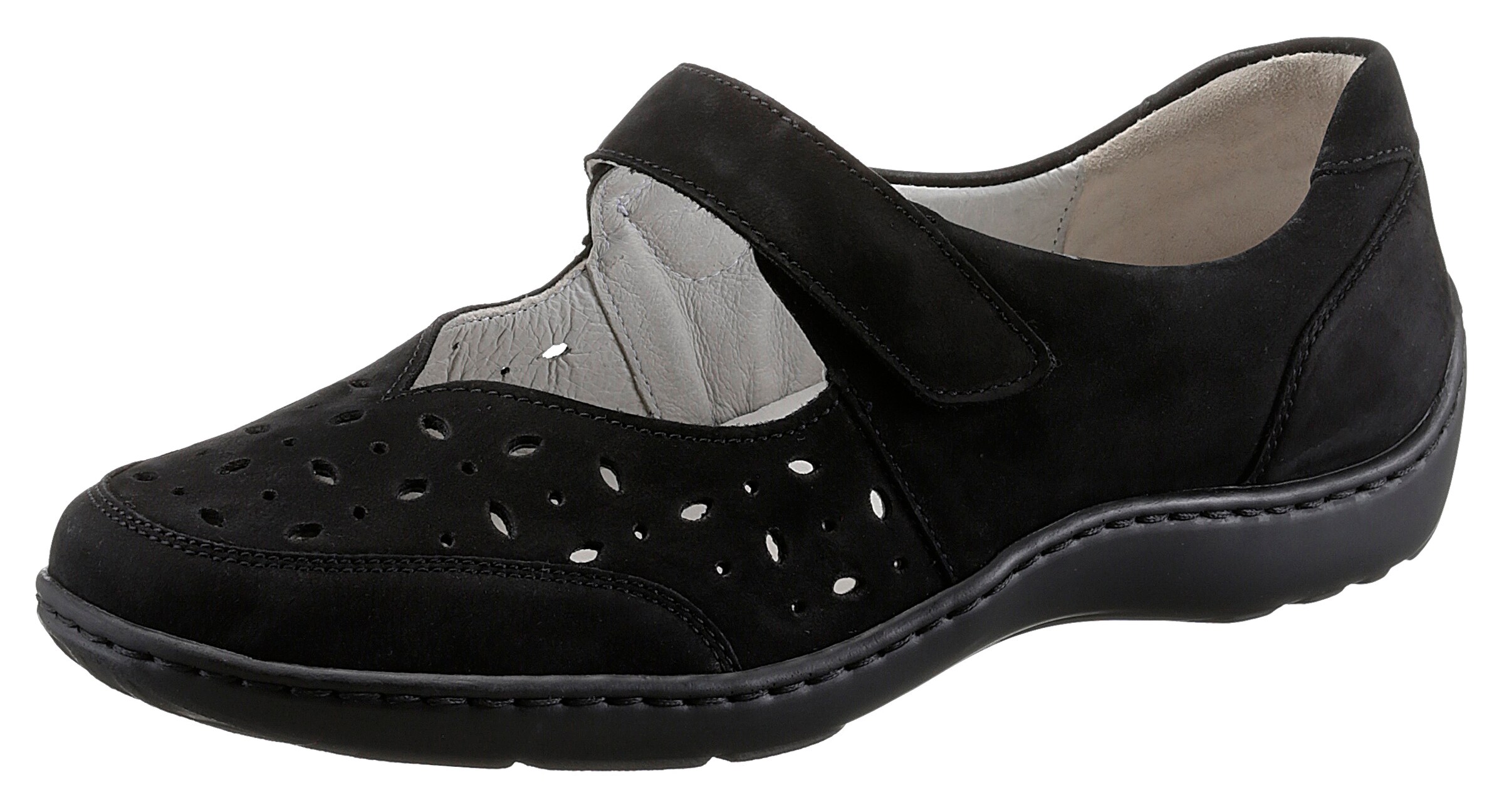 WALDLÄUFER Riemchenballerina in Schwarz: Vorderseite