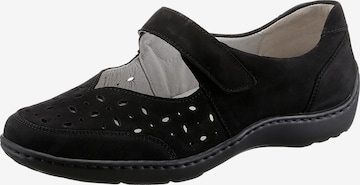 WALDLÄUFER Ballet Flats with Strap in Black: front