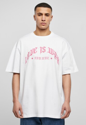 9N1M SENSE Shirt 'Love Is War' in Wit: voorkant