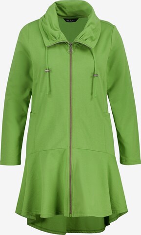 Ulla Popken Zip-Up Hoodie in Green: front