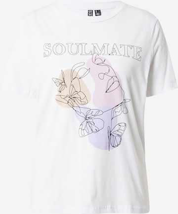 T-shirt 'FACES' PIECES en blanc : devant