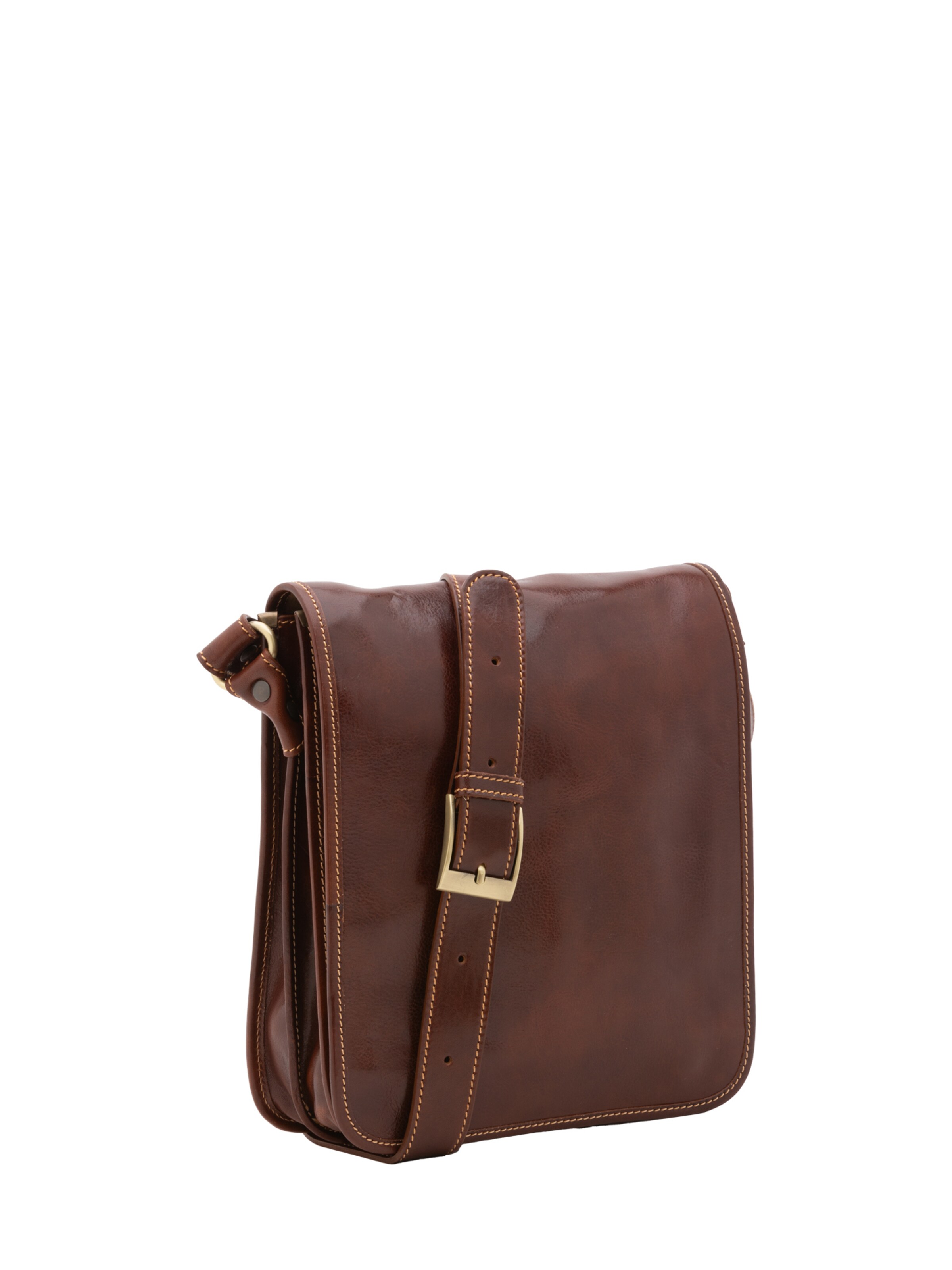 Borsa a tracolla 'Borsa a tracolla uomo vera pelle con chiusura calamita - Made in Italy' di I Fratelli in marrone
