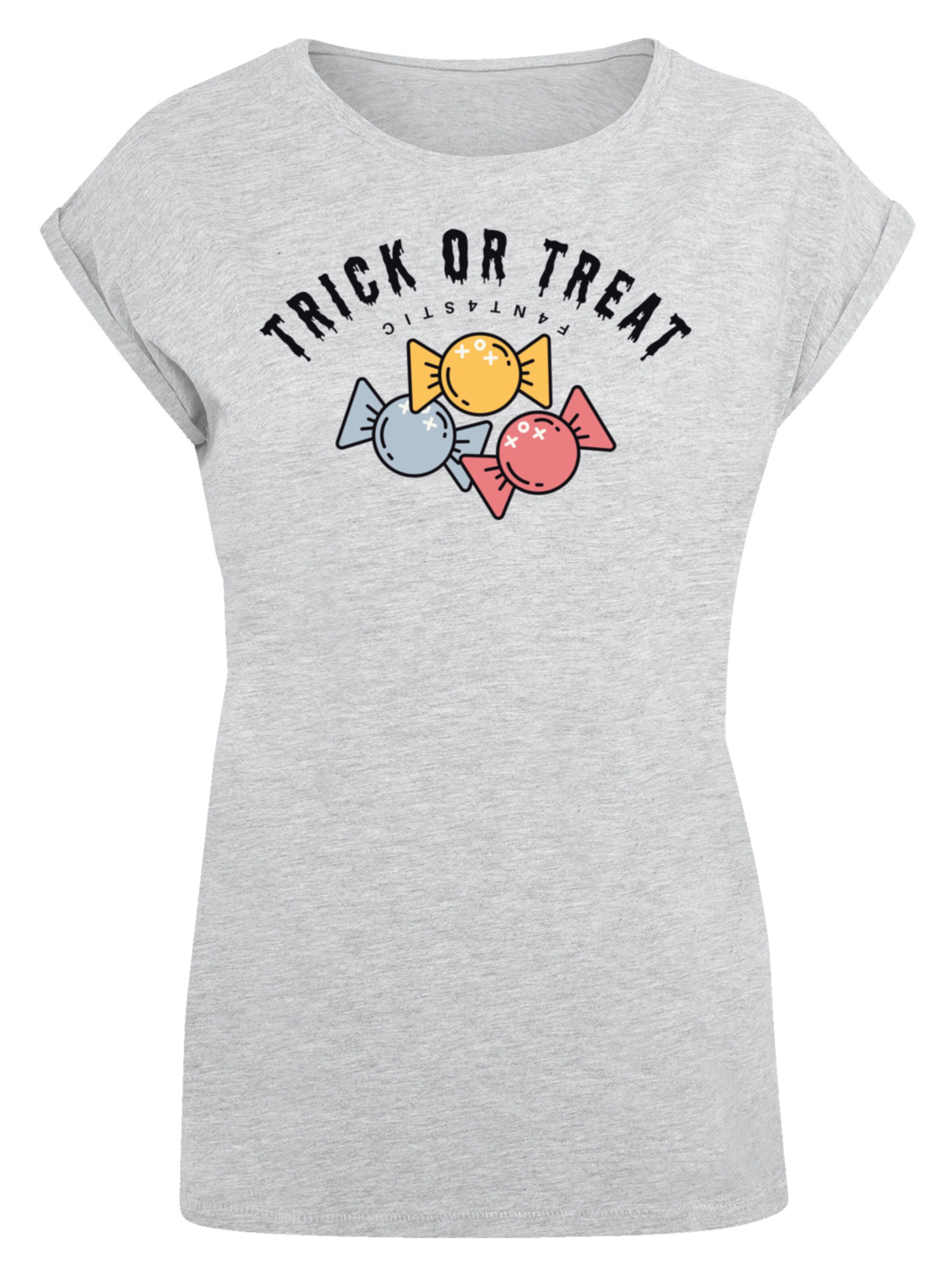 F4NT4STIC T-shirt 'Trick Or Treat Halloween' en bleu / jaune / gris / rose / noir, Vue avec produit