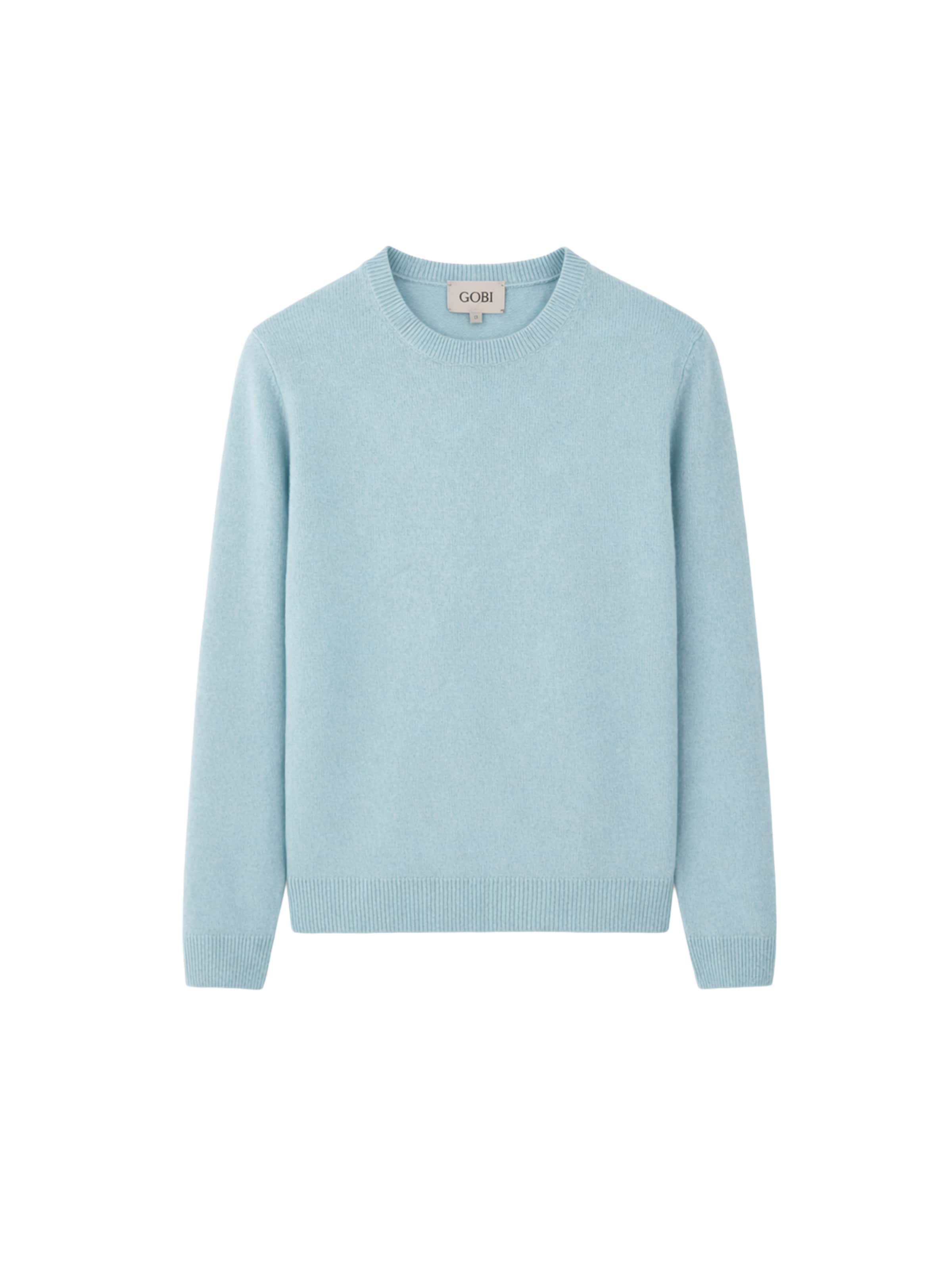 GOBI Cashmere Trui 'Women's Essential Cashmere Crewneck Sweater' in Blauw: voorkant