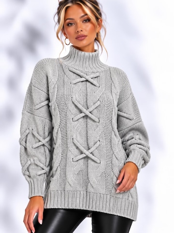 Worldclassca Knit Cardigan 'Strick Pullover mit Stehkragen' in Grey: front