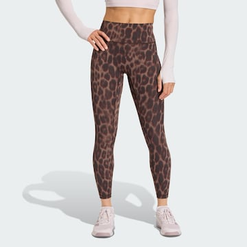 ADIDAS PERFORMANCE - Skinny Pantalón deportivo 'Optime Power' en marrón: frente