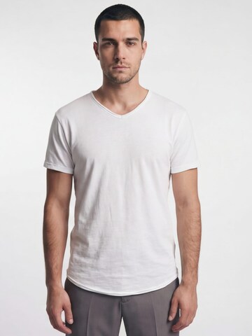 Antargo Shirt 'V-Neck Slub' in White: front