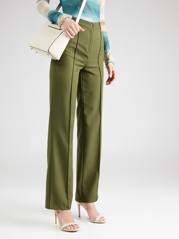 Trendyol Szeroka nogawka Spodnie w kant w kolorze zielony