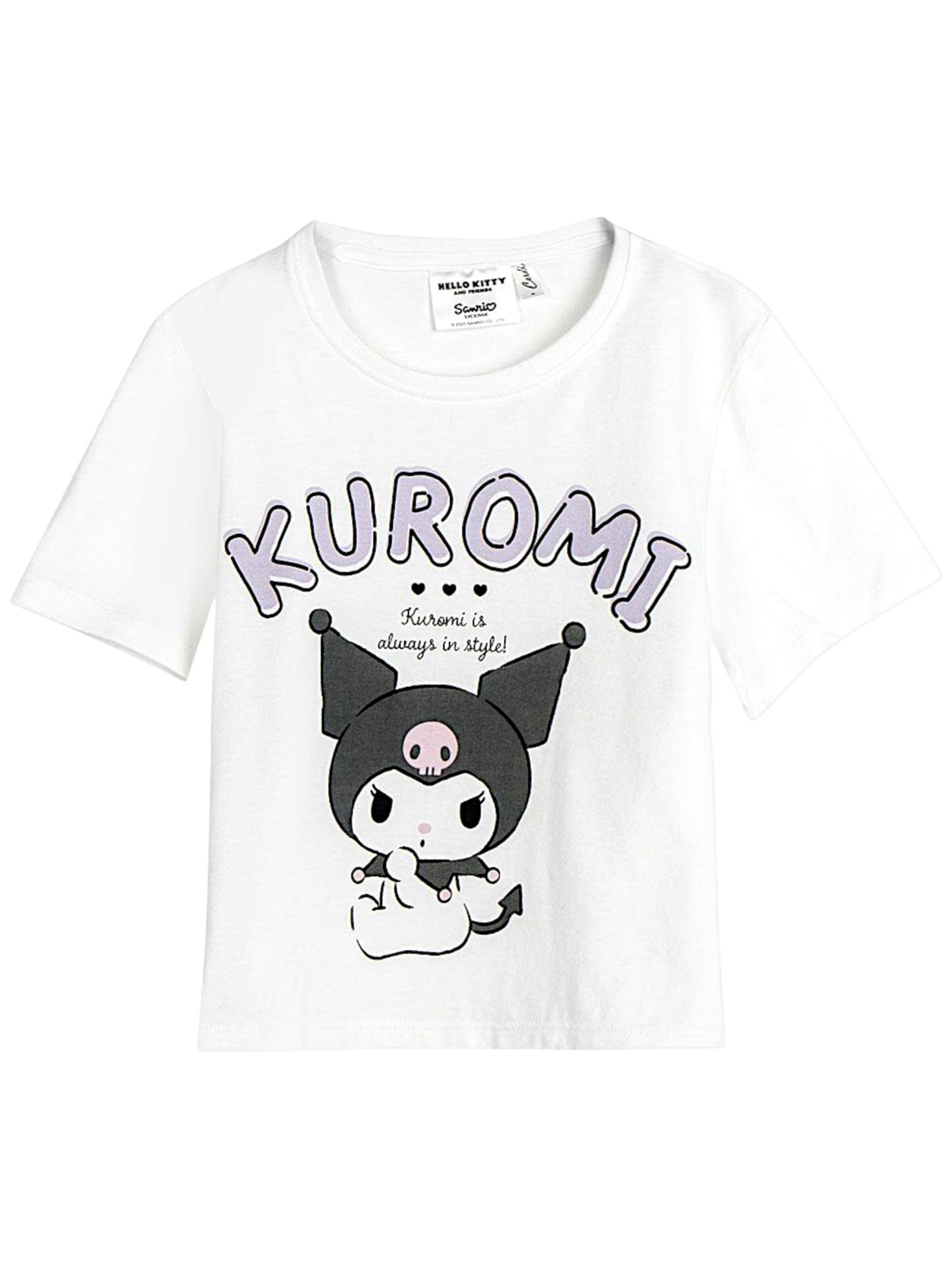 HELLO KITTY Shirt 'Hello Kitty - Kuromi' in White: front