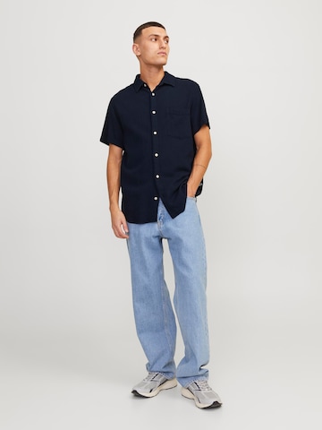 JACK & JONES Regular fit Button Up Shirt 'Tampa Dobby' in Blue