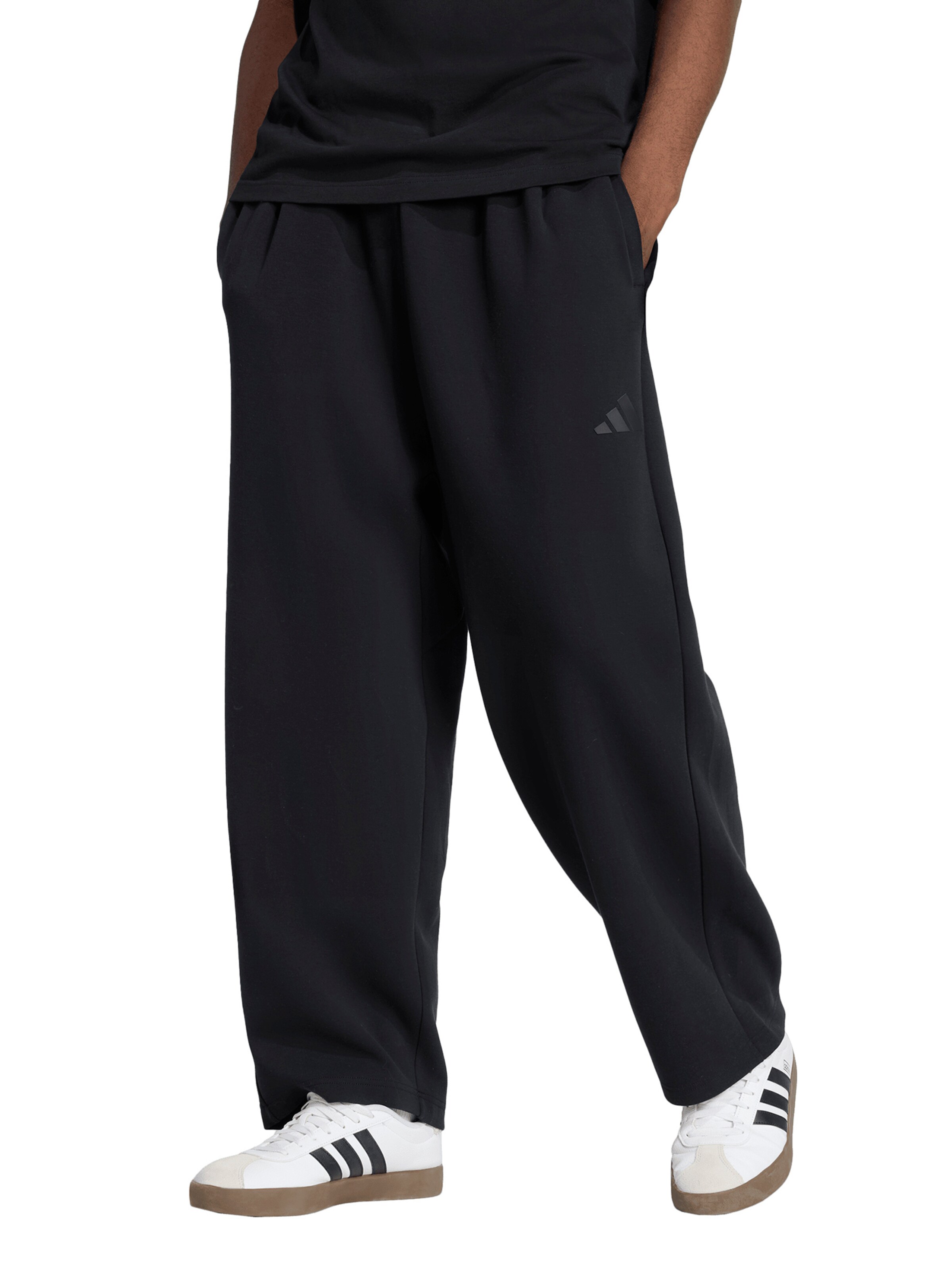 ADIDAS SPORTSWEAR - Loosefit Calças de desporto 'Soft Lux' em preto: frente