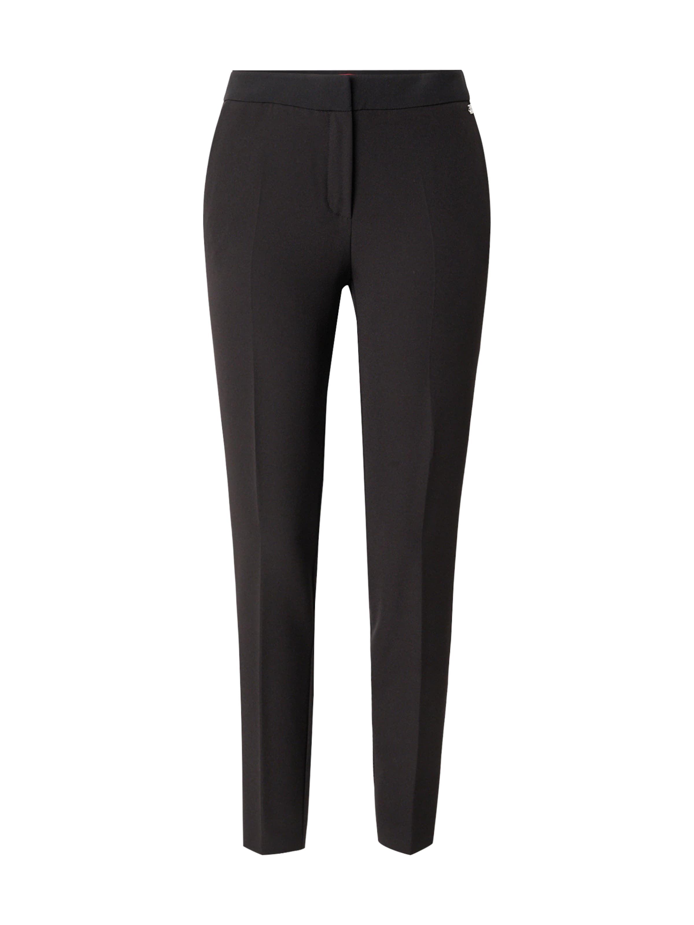 HUGO - Slimfit Pantalón de pinzas 'Hagonia-1' en negro: frente