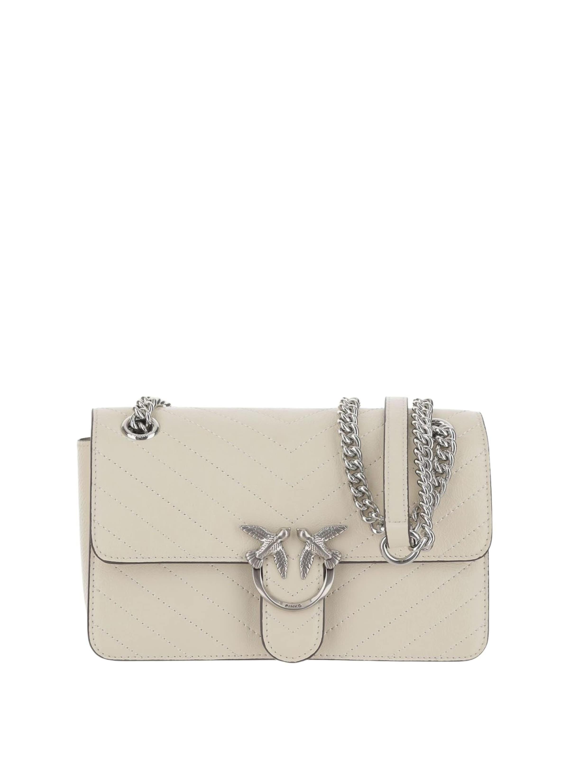 PINKO Schoudertas 'Pinko Sac Rabat Love One Light Mini Vitello Wr Blanc' in Wit: voorkant