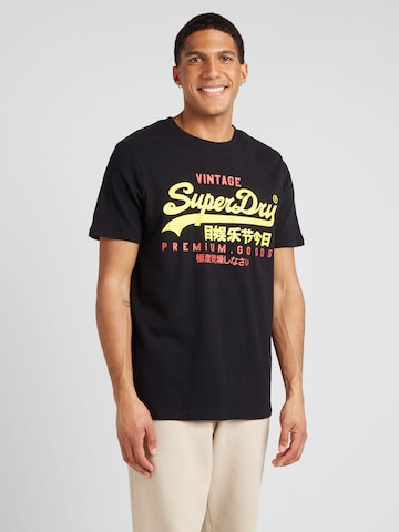 juoda Superdry Marškinėliai 'Duo': priekis