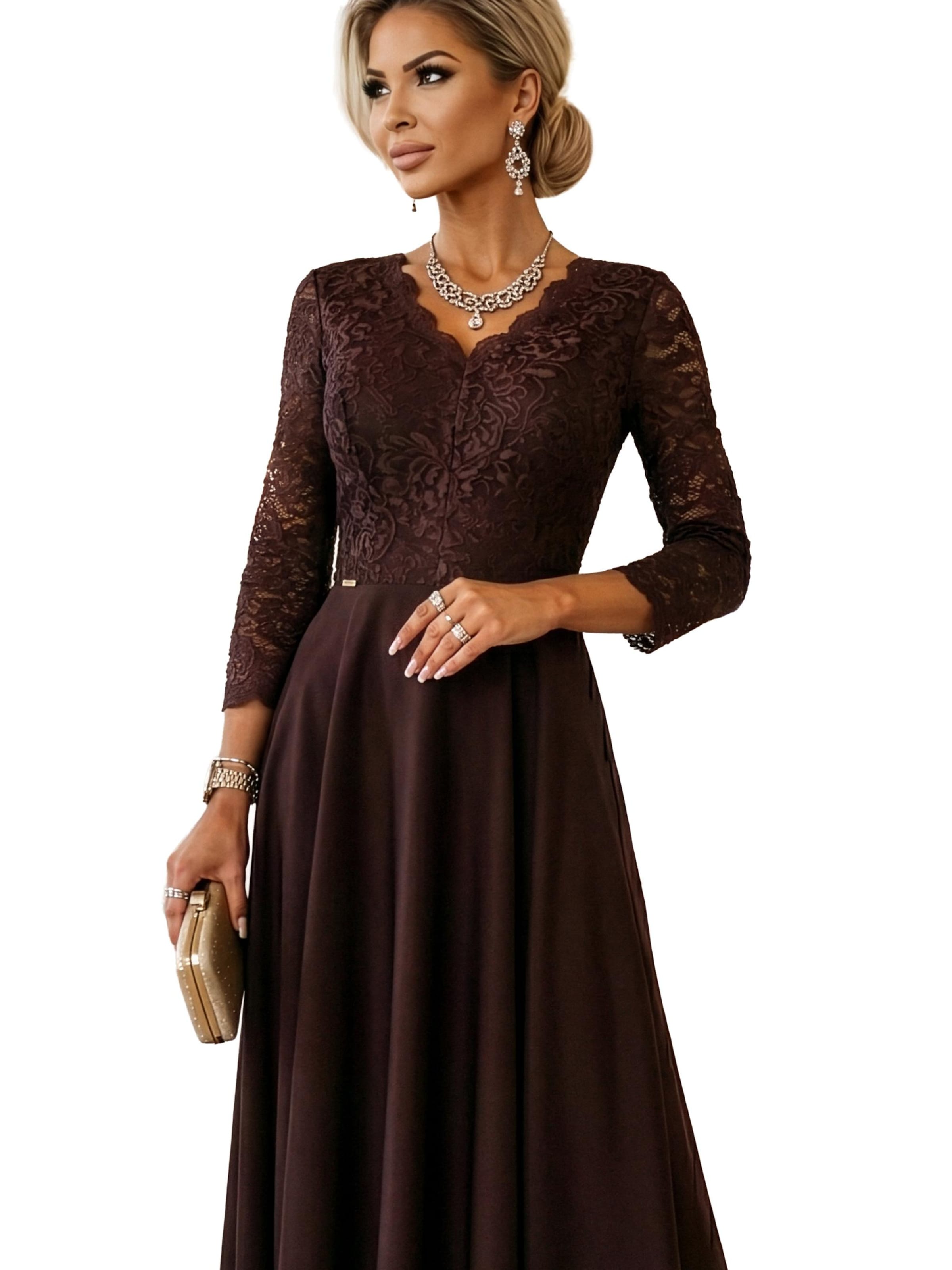 Numoco Abendkleid 'Maxikleid Amber'‌‌‌‌ in Braun