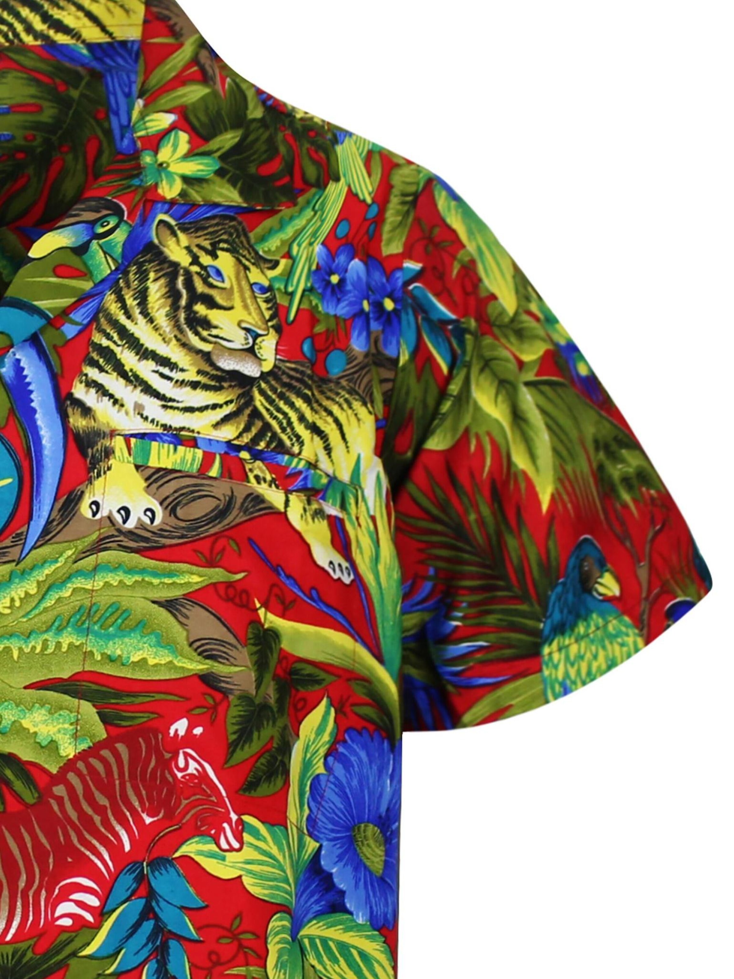 King Kameha Shirt 'Jungle'‌‌‌‌ in Rot