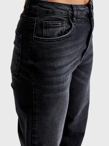 IT'S BASIC Regular Jeans 'STRAIGHT MID RISE JEANS' in Zwart