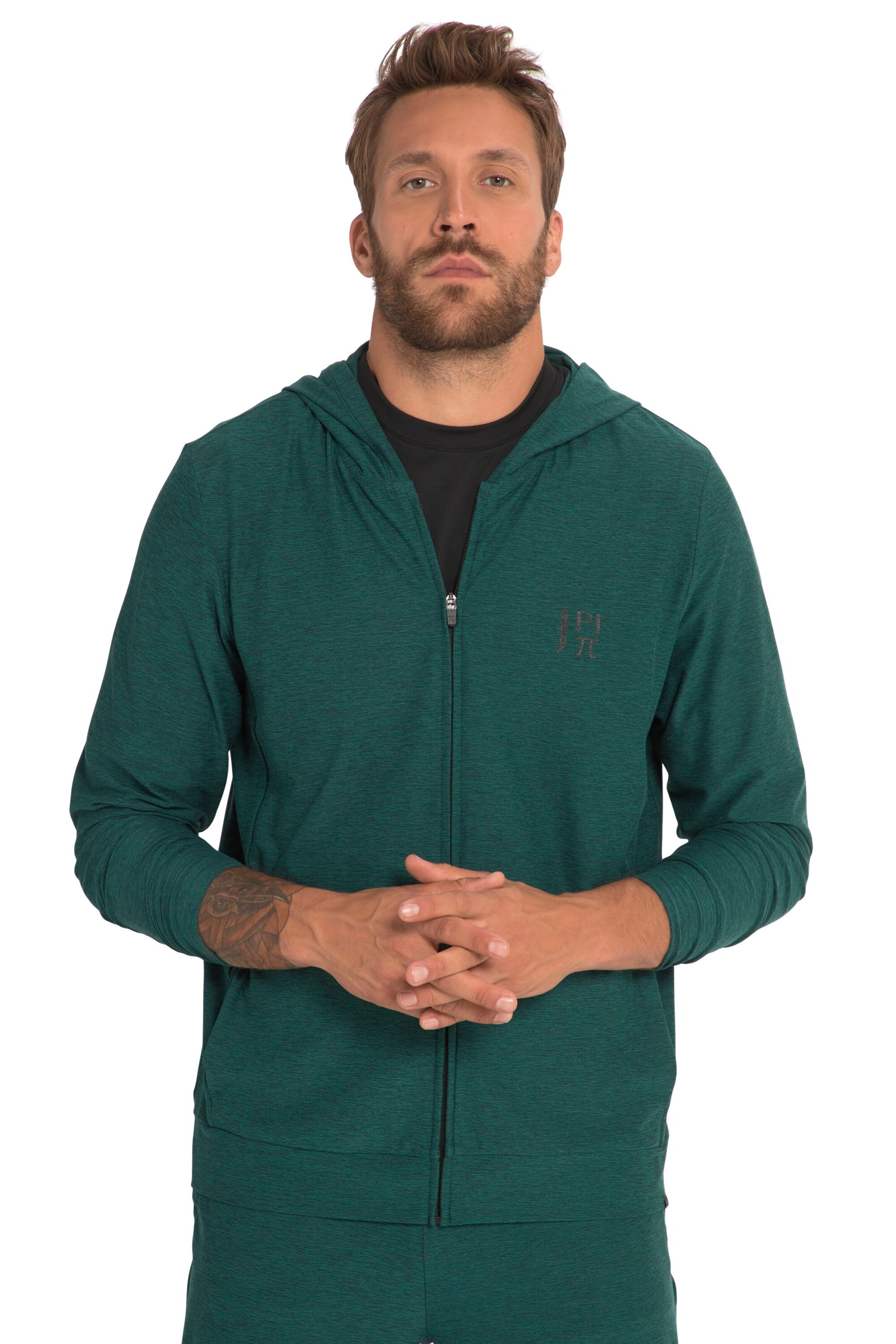 JAY-PI Athletic Zip-Up Hoodie in Green: front
