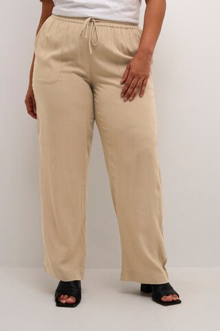 KAFFE CURVE Loosefit Broek 'mille' in Beige: voorkant