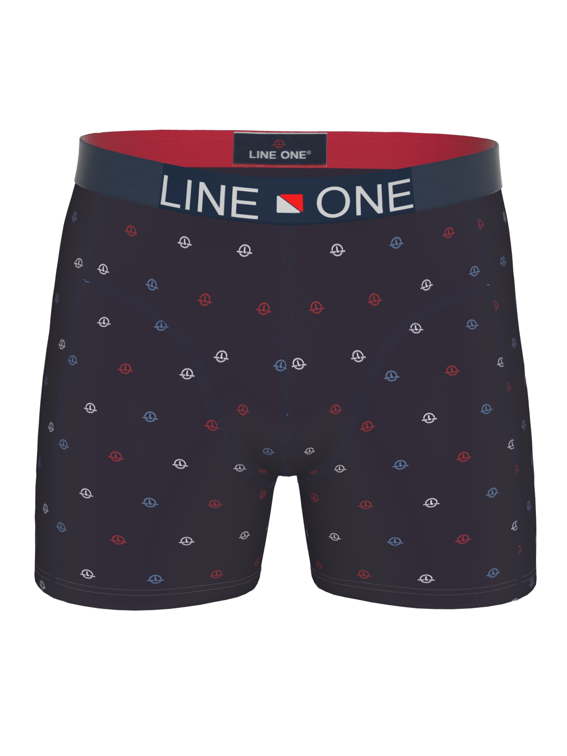 Line One Boxers 'Line One Herren Boxershort "Digital" bedruckt' en M en bleu marine / bleu ciel / rouge / blanc, Vue avec produit