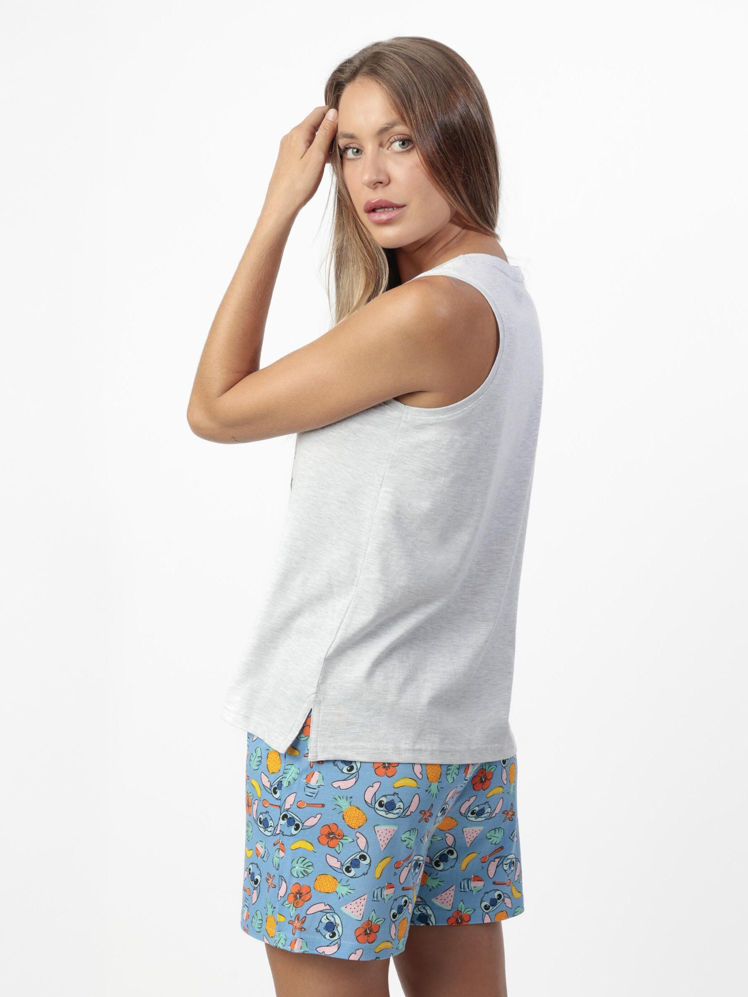 DISNEY - Pijama 'DISNEY Pijama Sin mangas Stitch Beach para Mujer' en gris