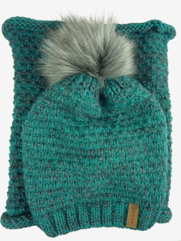Kumixi Mütze 'Set: Mütze & Loop Schal' in Grün: Vorderseite