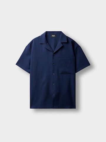 Burocs Hemd 'Herringbone' in Blau: Vorderseite