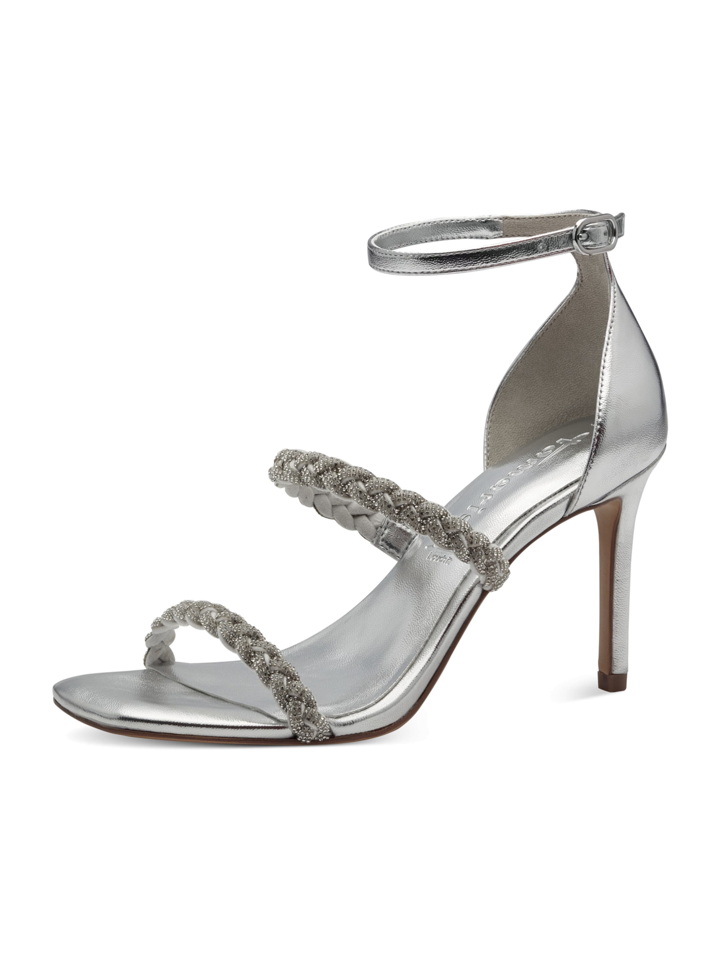 Sandales à lanières Tamaris en argent : devant