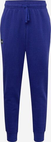 UNDER ARMOUR Tapered Workout Pants 'Rival' in Blue: front