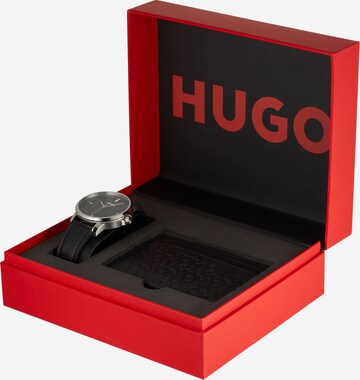 HUGO Uhr mit Kartenhalter '#FOCUS' in Schwarz