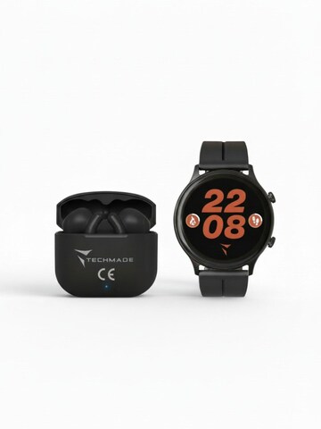 Techmade Digital Watch 'Dynamic 2 Smartwatch - Bundle mit Kopfhörern' in Black: front