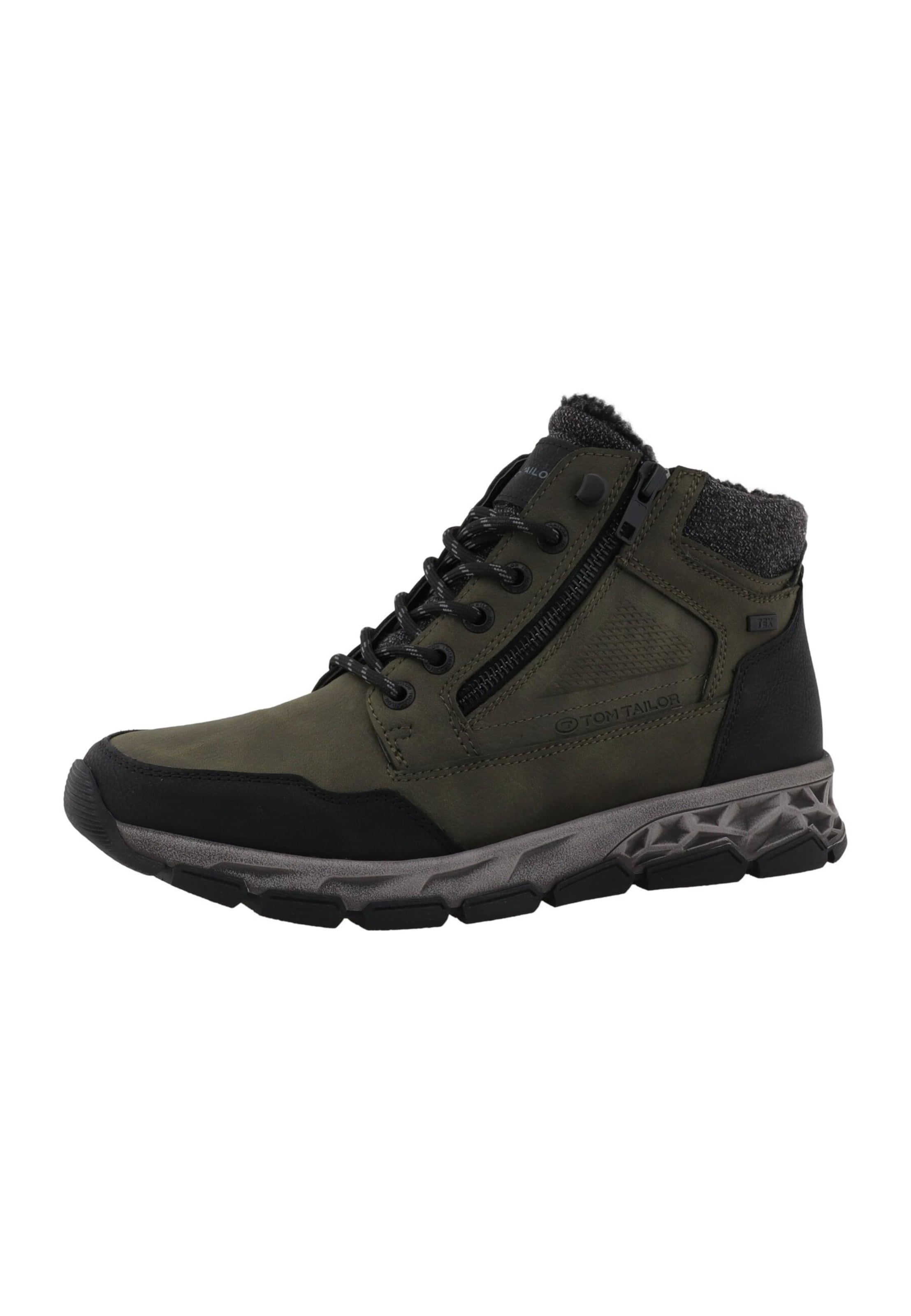 TOM TAILOR Lace-up boots in Green: front