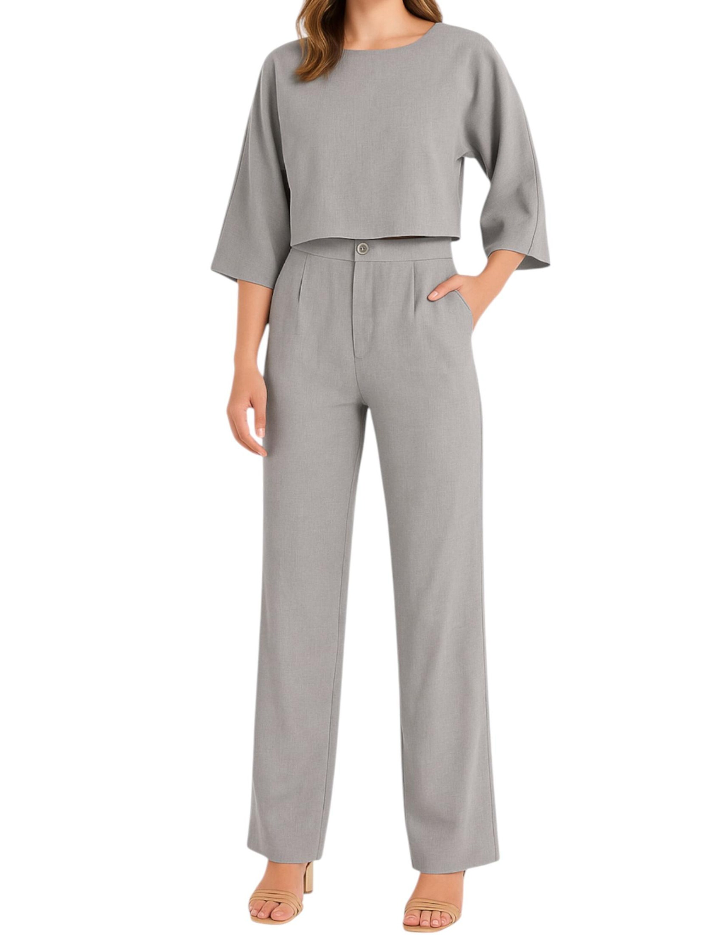 fashionshowcase Wide leg Broek 'LIRIN' in Grijs