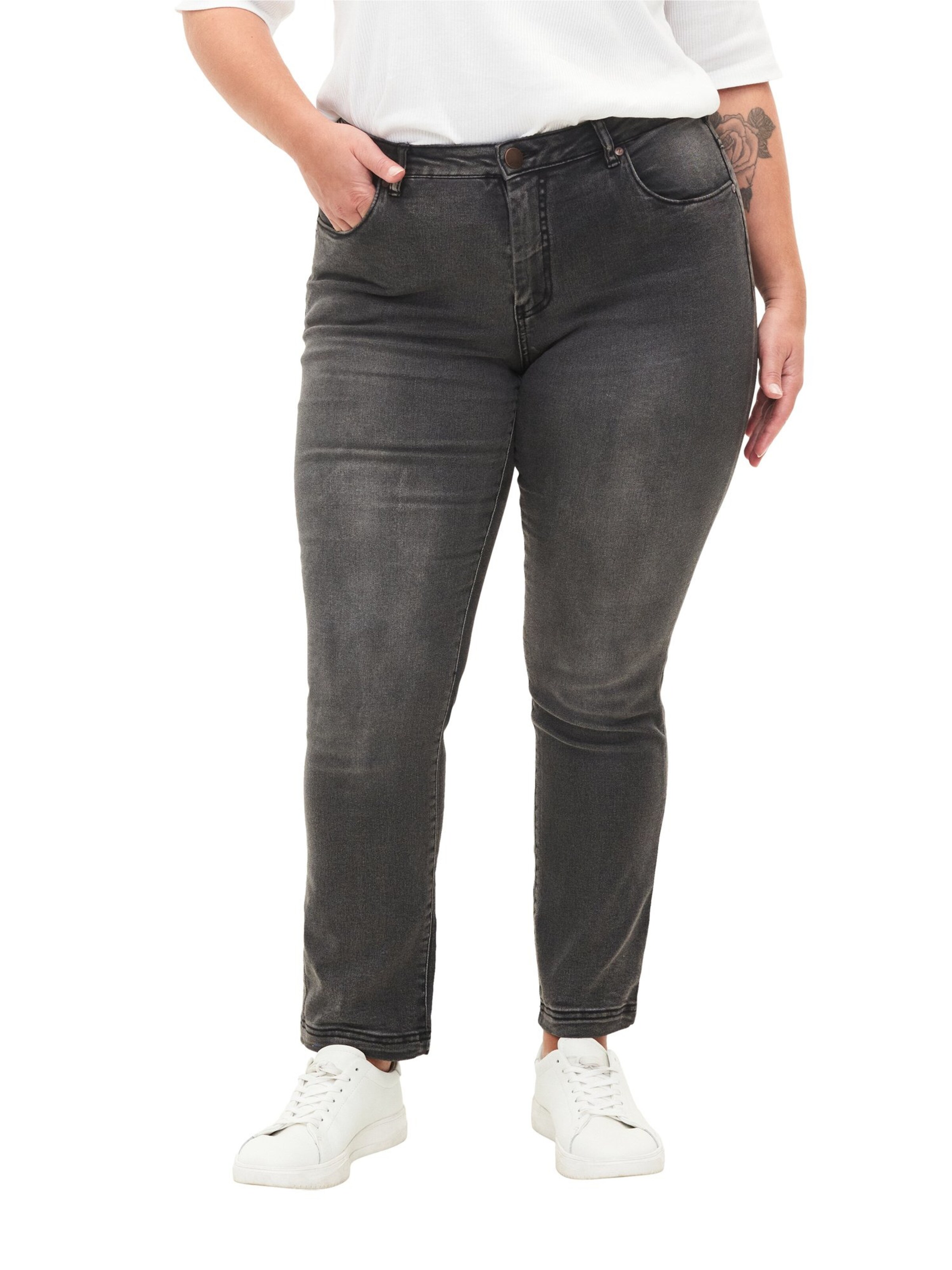 Slimfit Jeans 'Emily' di Zizzi in grigio: frontale