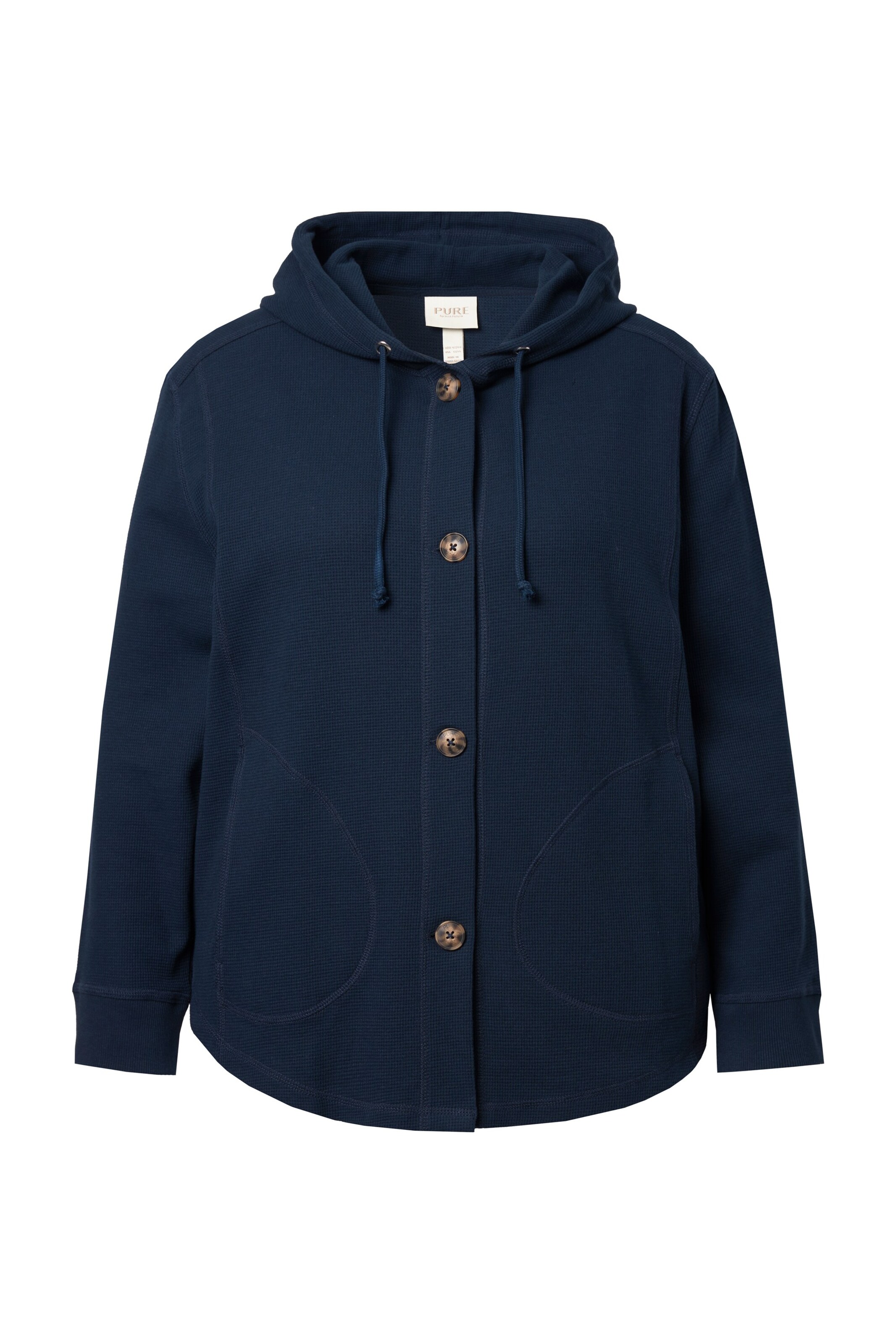 Ulla Popken Zip-Up Hoodie in Blue: front