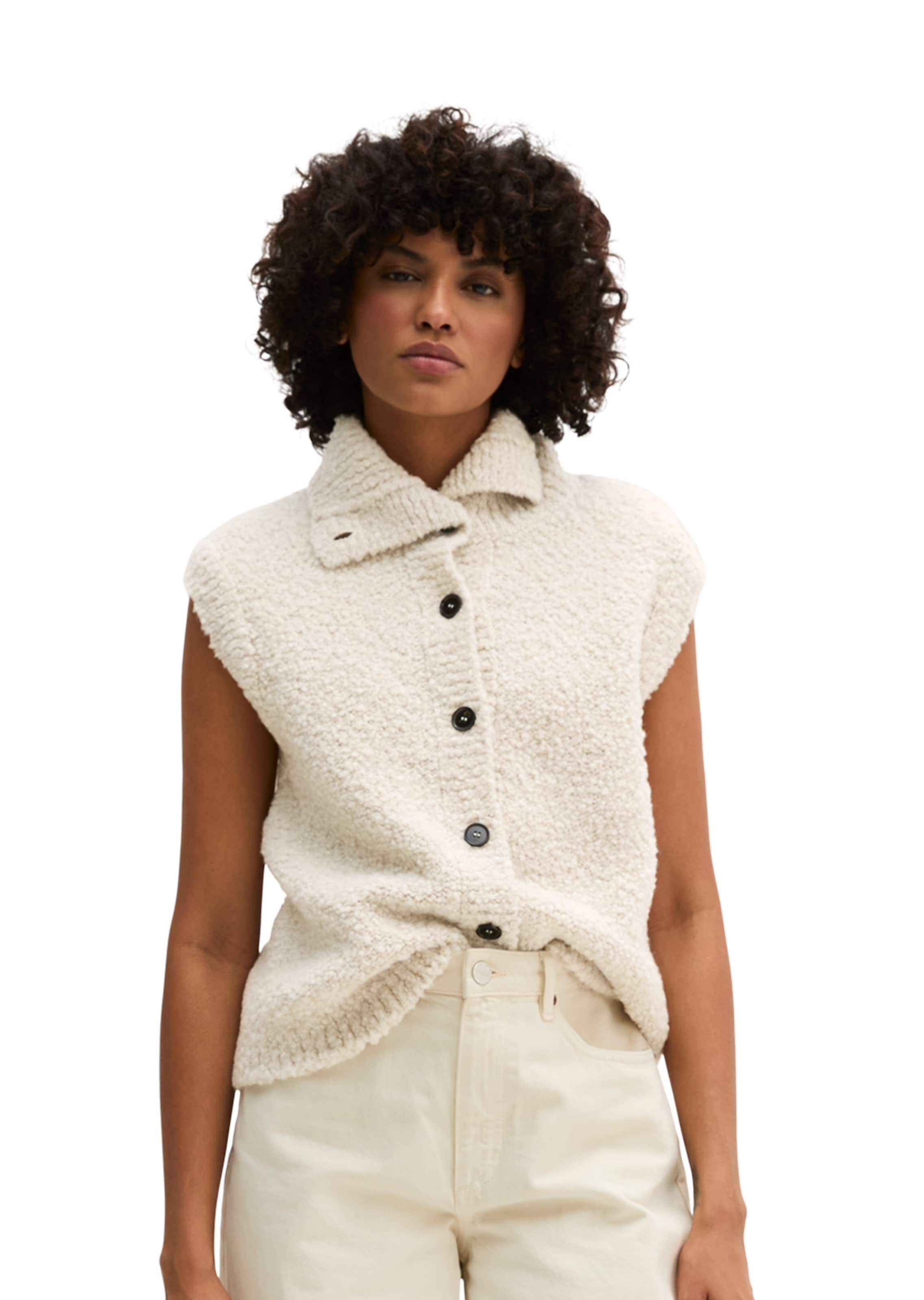 Marc O'Polo Gebreid vest in Beige: voorkant