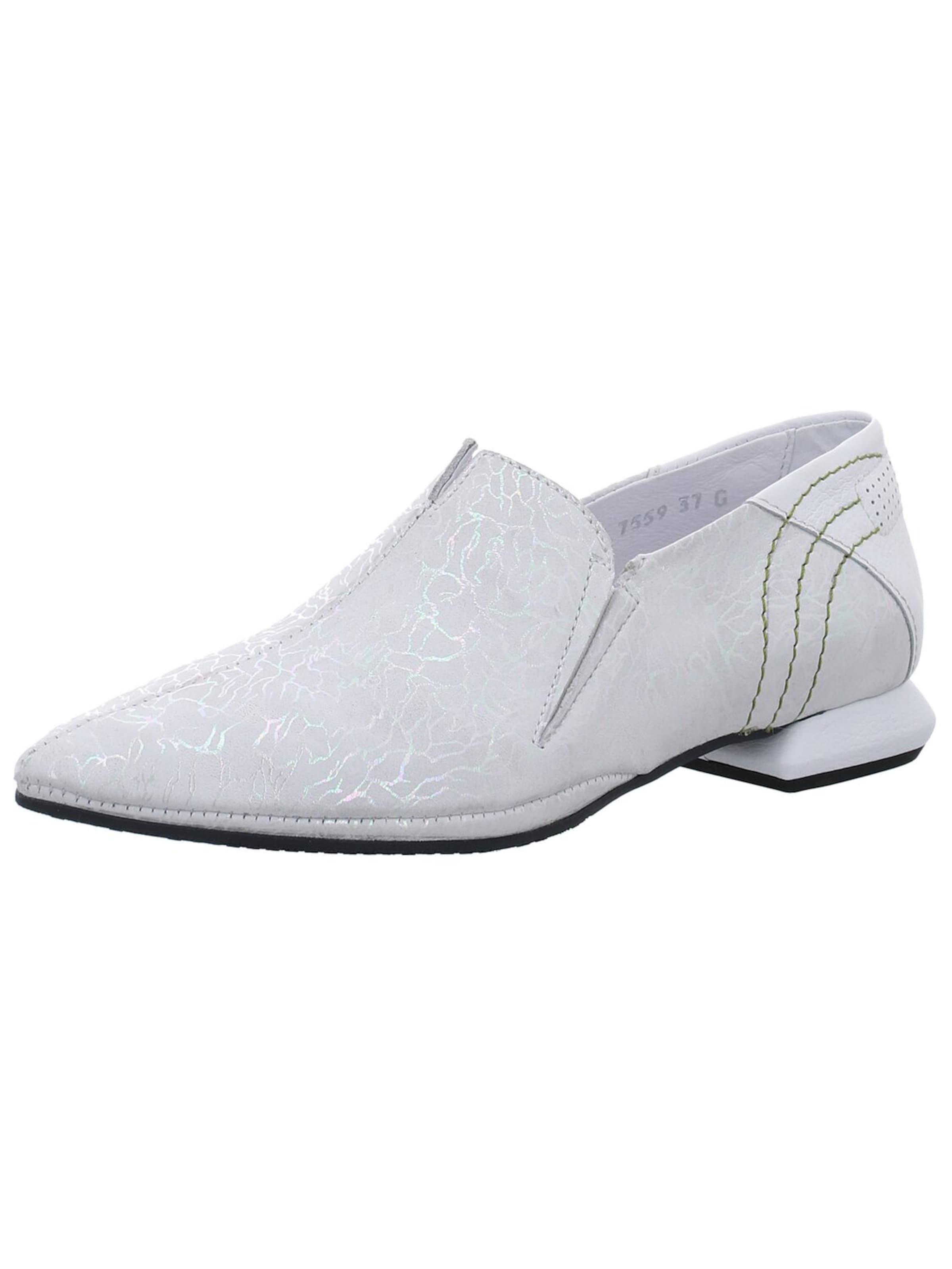 Simen Slippers 'Damen Slipper 7559A WEISS/SILBERN Echt Leder in weiß' in White: front