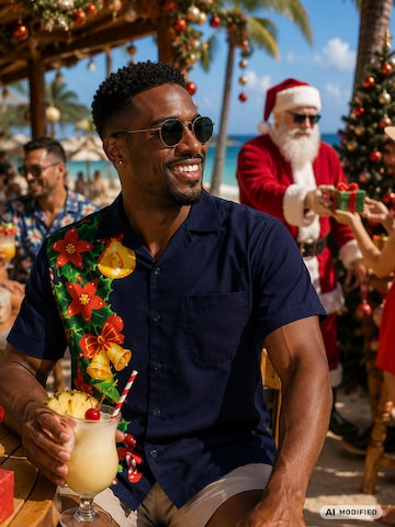 Regular fit Camicia 'Christmas Wedding' di King Kameha in blu