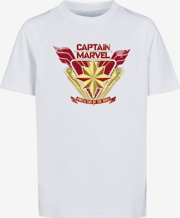 ABSOLUTE CULT Shirt 'Captain Marvel - Protector Of The Skies' in Weiß: predná strana