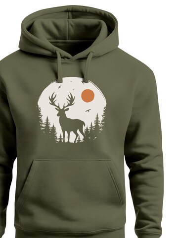 Neverless Sweatshirt 'Wald Hirsch' in Green