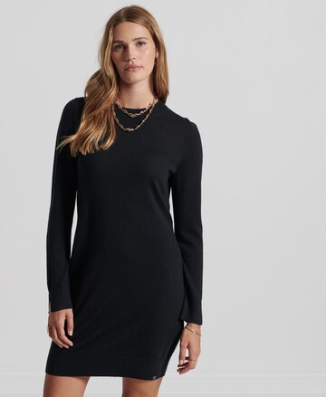 Superdry Gebreide jurk in Zwart: voorkant