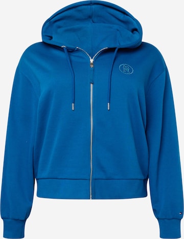 Tommy Hilfiger Curve - Sudadera con cremallera en azul: frente